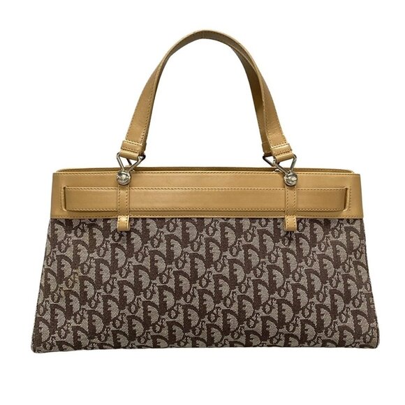 Auth DIOR/ChristianDior Trotteur Cream Dark Brown Beige Jacquard Leather - Picture 3 of 16